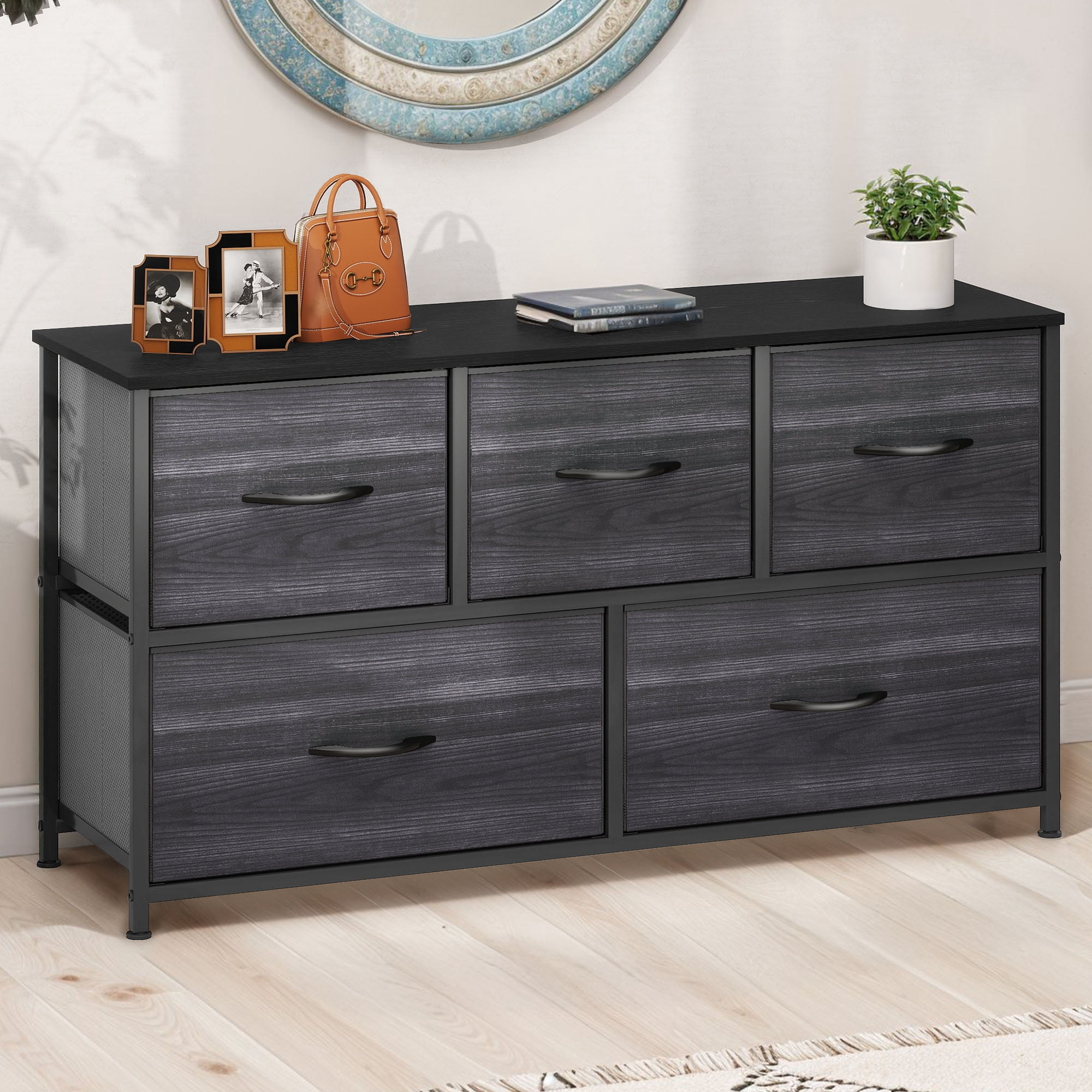 Dextrux 5 Drawers Fabric Storage Dresser - Organizer Unit for , Living Room, Closets