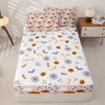 thumbnail image 4 of Manfei Halloween Ghost Print Zipper Full Size Comforter Sets with Fitted Sheet and 2 Pillowcases for Kids, Peach Pumpkin Skull Zipper Bedding Set, Halloween Reversible, 4 Pieces, 4 of 6