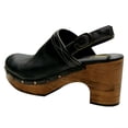 thumbnail image 4 of FSJ Women Slingback Clogs Wooden Block Heel Closed Round Toe Platform Studded Mules Buckle Strap Vintage Dress Slide Sandals Size 9 Black, 4 of 4