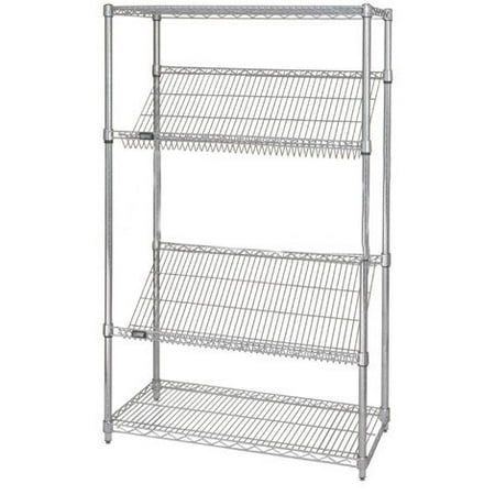 18 Deep X 36 Wide 54 High 4 Tier Slanted Wire Shelf Starter 18 Deep X 36 Wide 54 High 4 Tier Slanted Wire Shelf Starter Shelving Unit Com