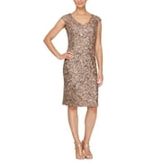 Alex Evenings Women's Sequined V Neck Sheath Dress Pink Size Petite 16