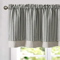 Linen Striped Valance for Windows 18 Inch Blackout Drapes for Small Window Farmhouse Double Layer Valance for Living Room Kitchen RV Rod Pocket 1 Panel Charocoal Grey on Linen