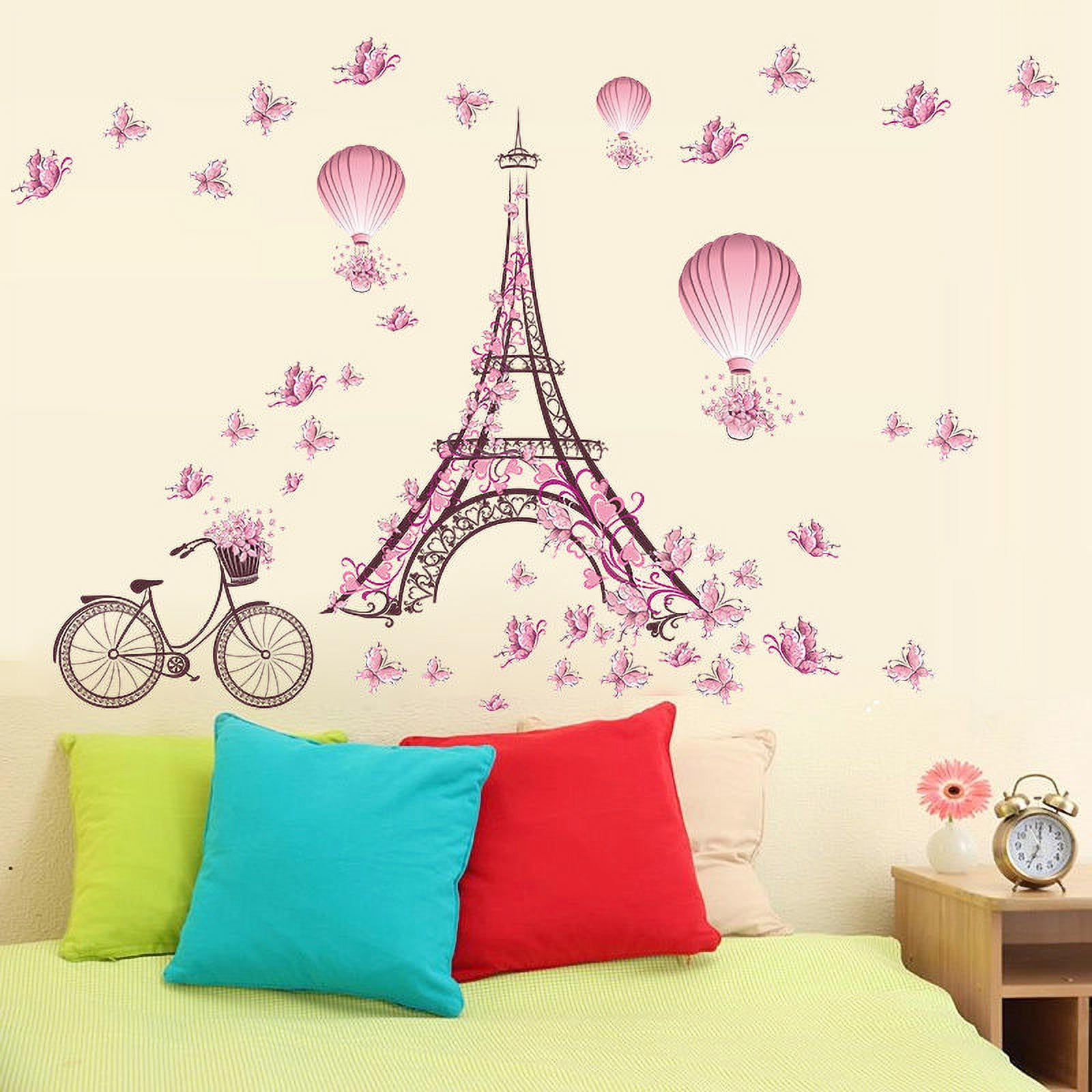 US!INS Vinyl DIY Sweet Pink Wings Wall Sticker for Girls Bedroom Dormitory Decor 