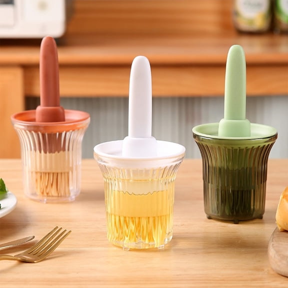 Oil Brush with Dispenser Bottle, Food-Grade High Heat Silicone Basting Brush for BBQ Grilling, Baking and Cooking Oil