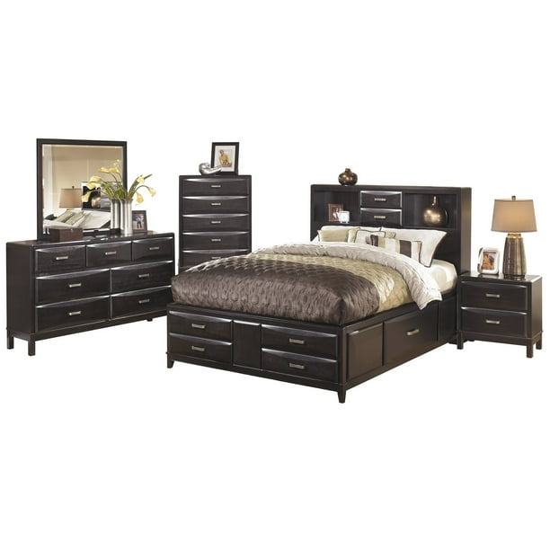 Ashley Furniture Kira 5 PC Bedroom Set: Queen Storage Bed ...