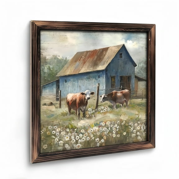 Paintings Art Prints : Rustic Barn Wooden Art Prints Wall Art. Countryside Cow Framed Prints Farmhouse Wooden Art Prints Country Wooden Artwork for Living Room Bedroom Office . 08 X 08 In