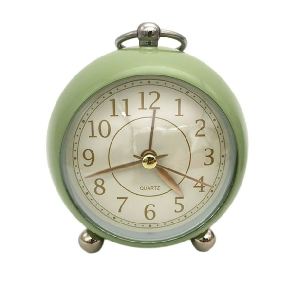 Reloj despertador vintage de metal for mesa, con anilla for colgar de 3,5 pulgadas, estilo sencillo, silencioso, con luz nocturna