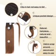 thumbnail image 2 of MY-LADY Remy Human Hair Extensions Ponytail Magic Paste Extensions Hair Wrap Around Ponytail Hair Piece Clip in Straight 18inch #06 Light Brown, 2 of 8