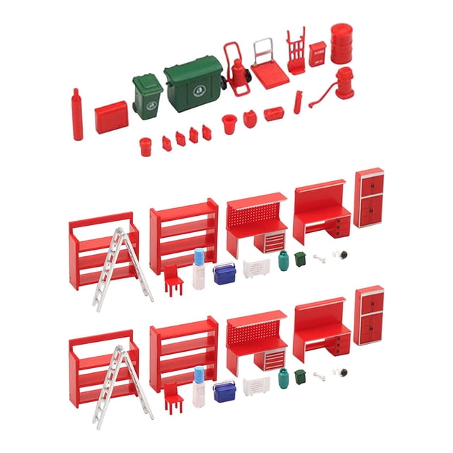 49 Uds. Accesorios de Tienda de Reparación en Miniatura de Simulación, Piezas de Diorama de Coche, Juguetes para , Diseño de Escena, Letreros de perfke figura de diorama