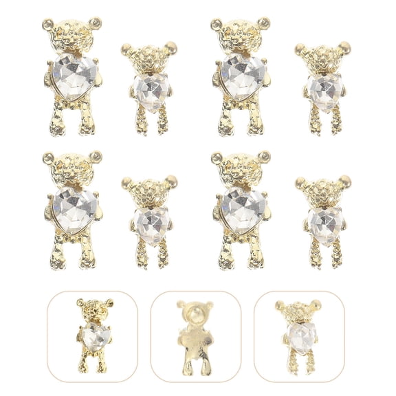 ULTNICE 20Pcs DIY Manicure Nail Decoration Bear Charms Golden Zinc Alloy for New Year Parties