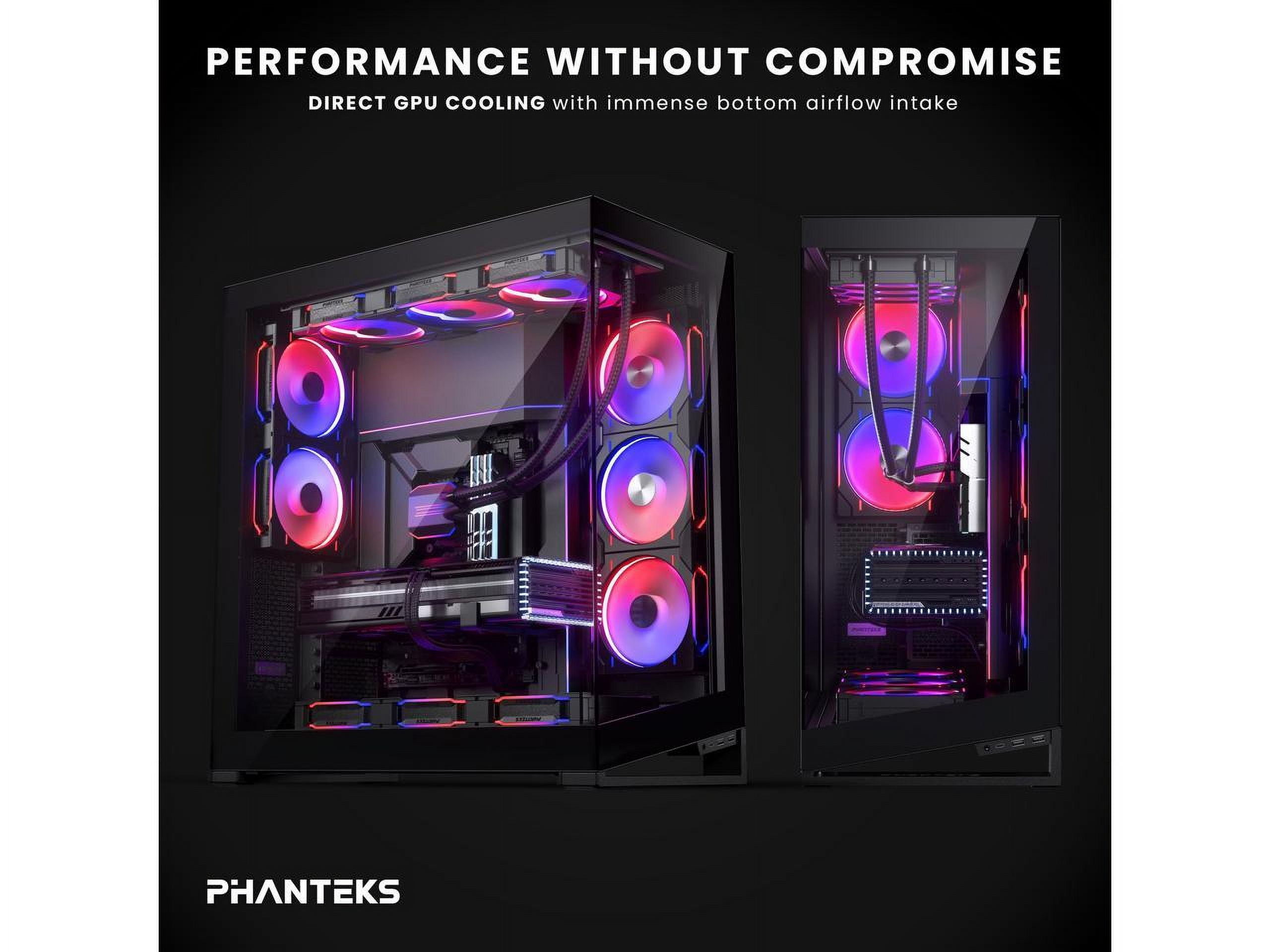 Phanteks NV9 MKII, Showcase Full-Tower Chassis, Rear-Connect MB Support, Integrated D/A-RGB Lighting, Seamless Tempered Glass Design, 11x 140mm Fan Positions, Black
