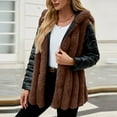 thumbnail image 5 of HTNBO Women's Faux Fur Coats with Hood Thicken Moto Biker Jackets Warm Winter Coats Belted Fleece Fuzzy Sherpa Trench Coats, 5 of 7
