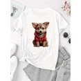 thumbnail image 2 of Women's Casual Hoodie Puppy Graphic Tee - Short Sleeve, Round Neck, Comfortable Polyester Blend, Machine Washable, Perfect for Casual Attire, 2 of 8