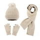 thumbnail image 1 of Sombreros para mujer y hombre, gorro de punto, bufanda cálida, guantes, jersey grueso de tres piezas, gorro para mujer., 1 of 3