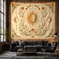 thumbnail image 6 of Celestial Sun Moon with Mushrooms on Parchment Background, Whimsical Boho for Nature Lovers, Mystical Fantasy Wall Art, Birthday Gift, Tapestry Wall Hanging for Bedroom and Living Room, 6 of 7