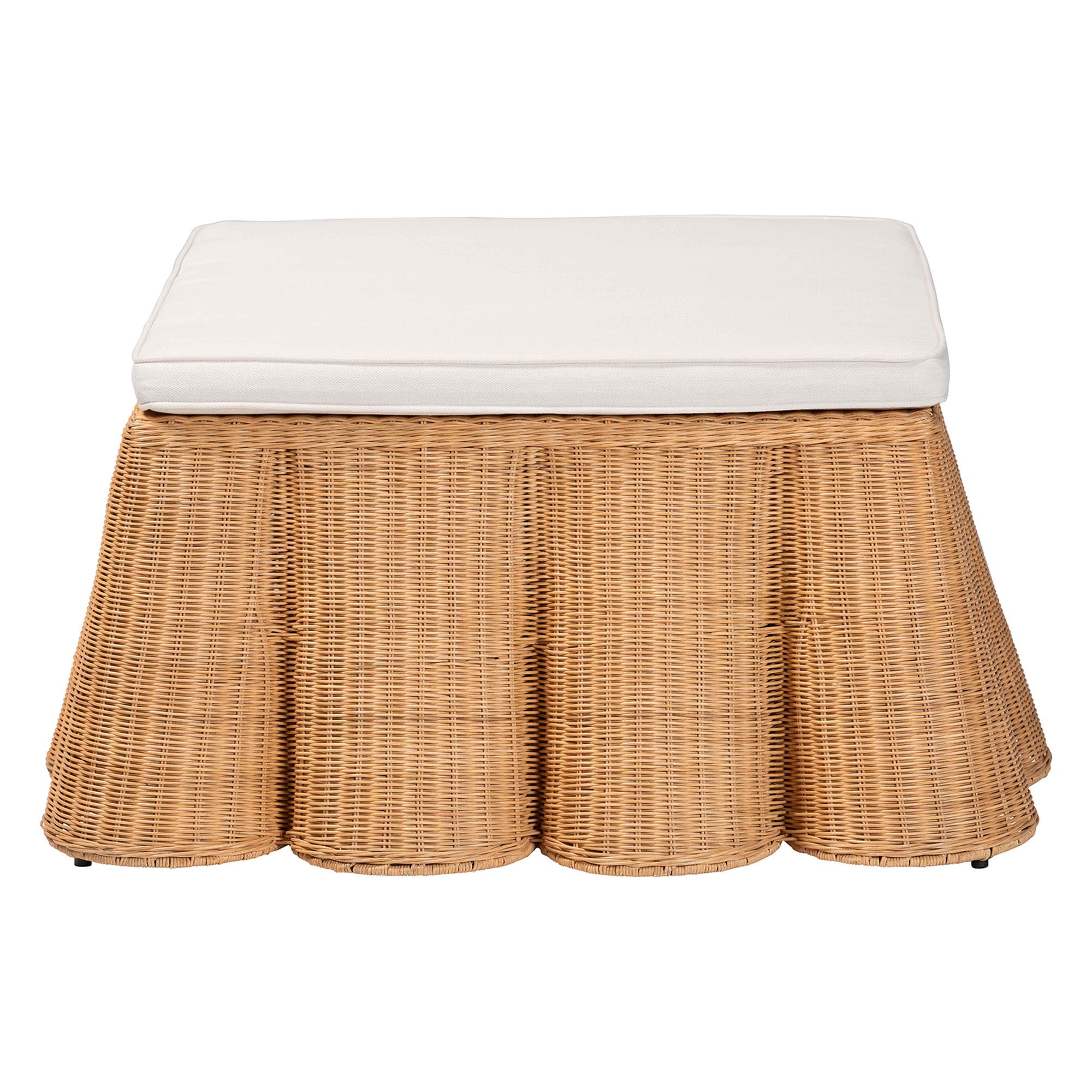 bali & pari Palm Boho Ottoman, 39"W, Square, Light Honey