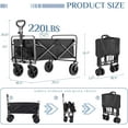 thumbnail image 5 of Foldable Wagons Carts with All-Terrain Wheels, Portable Shopping Wagon Large Capacity Utility Cart with Drink Holders, Heavy Duty Collapsible for Sand, Beach, 30 inch, Black, 5 of 7