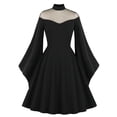 thumbnail image 4 of Arvbitana Women Halloween Midi Dress Vintage Flare Sleeve Turtleneck Patchwork Queen Dress A-line Dress Cosplay Witch Tops Streetwear, 4 of 9