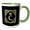 Green/White, variant on 3drose, Letter C- Image of Monogram with Crown and Blue Star- Not Metal Foil, 11oz Two-tone Yellow Mug