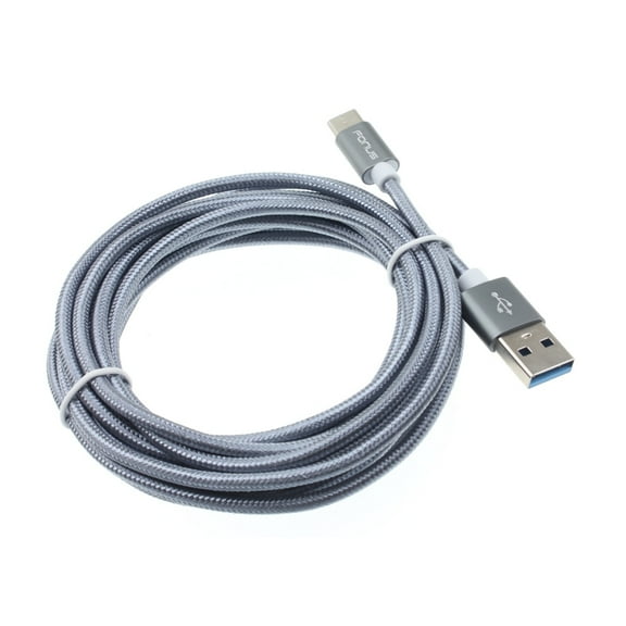 Compatible With Motorola Moto G7 Power Play - Premium 10ft Long Gray Braided Type-C Cable Rapid Charge USB Wire Sync USB-C Power Cord K3L