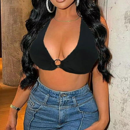 

Lingerie For Women Plus Size Womens Bralettes Backless V Neck Everyday Bra Vest Tops