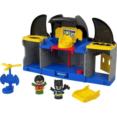 Fisher-Price Little People DC Super Friends Batcave Toddler Playset with Batman & Robin Figures
