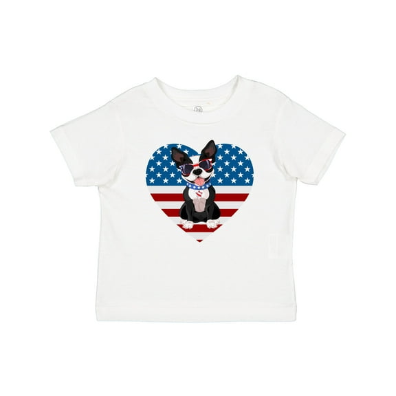 Inktastic Boston Terrier Dog US Flag July 4th Boys or Girls Baby T-Shirt