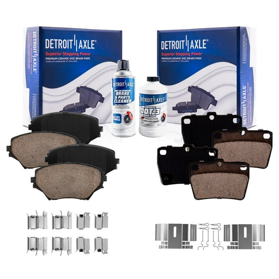 Detroit Axle - Front and Rear Ceramic Brake Pads w/Hardware Replacement for 2004 2005 Toyota RAV4