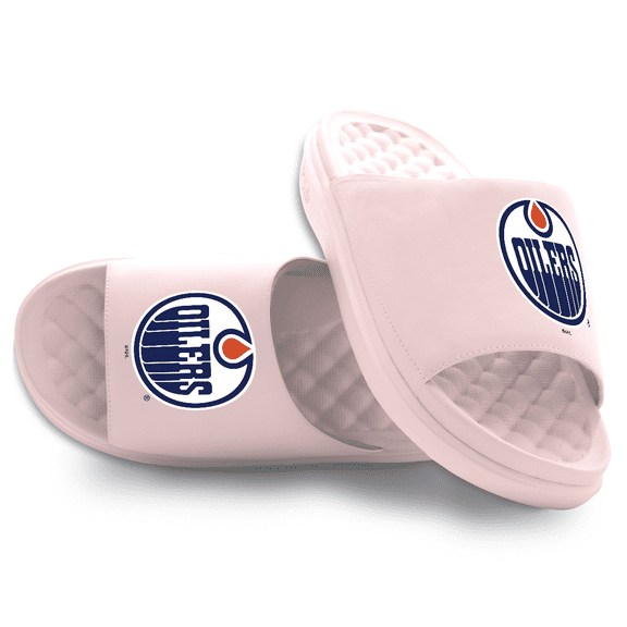 Unisex ISlide Pink Edmonton Oilers Primary Motive Slide Sandals