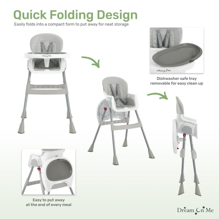 Dream On Me Portable 2 in 1 Table Talk High Chair Gray