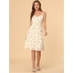thumbnail image 4 of Vestido Aline con tirantes finos de verano para mujer Vestido de tirantes floral fruncido Beige L, 4 of 6