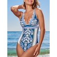 thumbnail image 4 of Blue Floral Lace-Up One Piece Swimsuit, 4 of 7