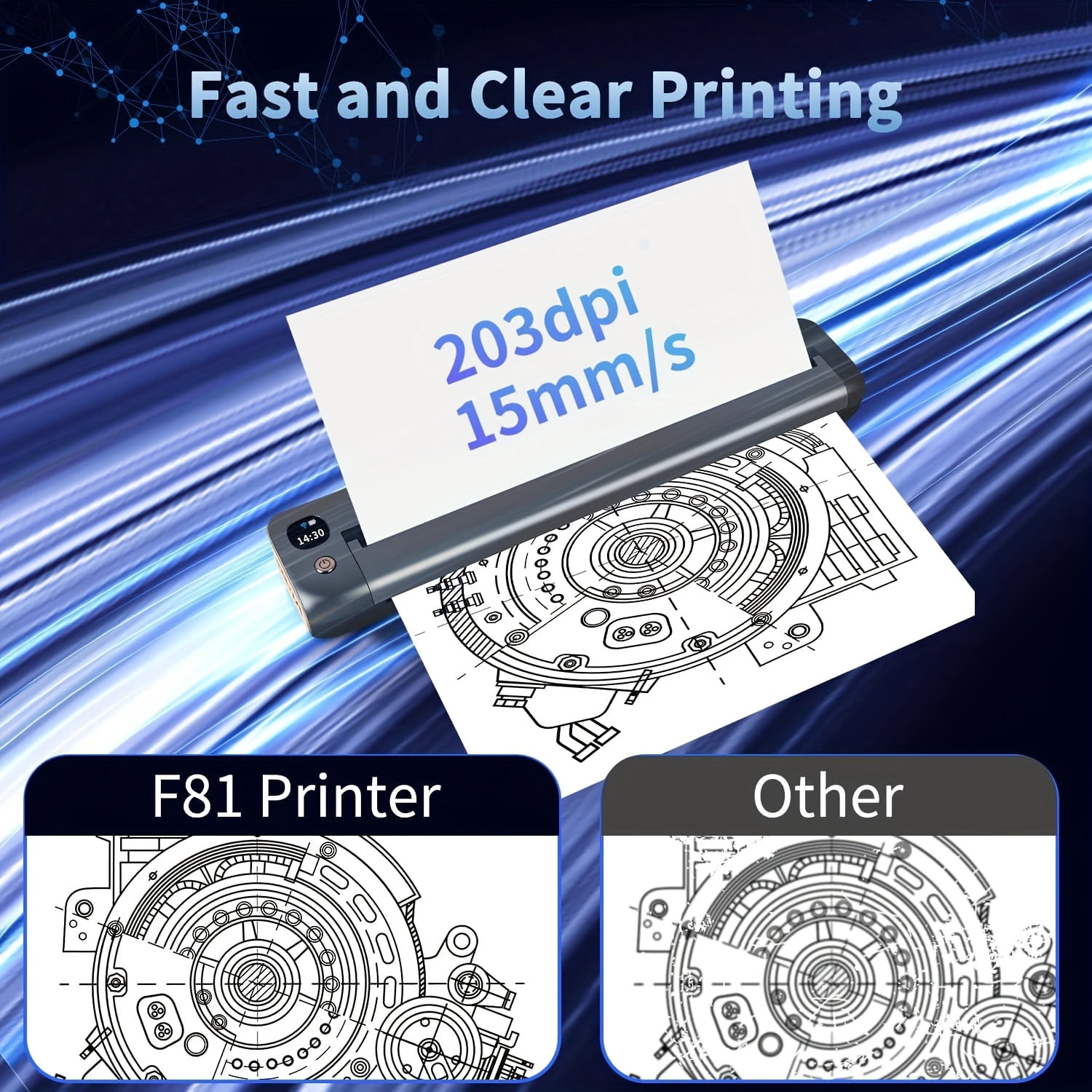 Portable Thermal Printer FANRUINA F81, Wireless & Inkless Printing for Smartphones & Laptops with A4/Letter Support, 203 DPI High-Resolution And Travel-Friendly