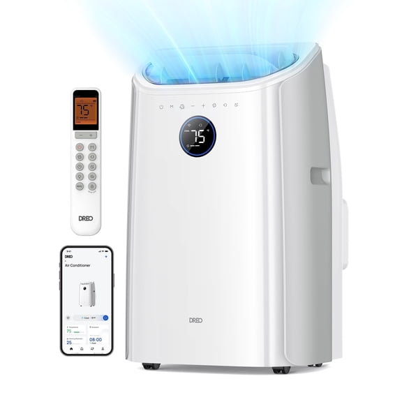 DREO 12,000 BTU ASHRAE (8,000 BTU DOE) Portable Air Conditioners, Covers up to 350 sq. ft., Drainage-free Cooling, 46dB Quiet, APP/Voice/Remote, 24h Timer with Fan & Dehumidifier, Smart AC for Room