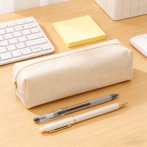 TanSiDing Corduroy Pencil Case Large Capacity Zipper Pouch Soft Fabric Stationery Organizer for Classroom Office Travel Supplies Storage
