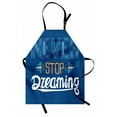 thumbnail image 1 of Quote Apron Floral Arrangement Never Stop Dreaming Calligraphic Design Ornate Retro Leaf, Unisex Kitchen Bib Apron with Adjustable Neck for Cooking Baking Gardening, Royal Blue Yellow, by Ambesonne, 1 of 3