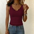 thumbnail image 3 of Lace Camisole Tank Tops for Women with Wide Strap (Red L), 3 of 5