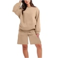 thumbnail image 2 of Azrian Womens Sweatshirt Plus Size,Women Fashion Round-Neck Blouse Long Sleeve Tops Sweatshirt Middle Pants Casual Suit Sets for, 2 of 6
