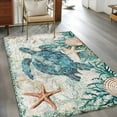 thumbnail image 4 of Teal Sea Turtle 2.7x5 Area Rugs, Coastal Coral Ocean Nautical Vintage Non-Skid Rubber Backing Large Rectangle Rugs - Living Room Bedroom Home Office, Indoor Floor Mat Carpets Washable Rug, 4 of 9