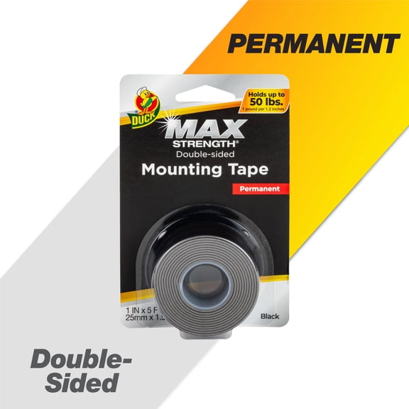 Duck Max Strength 1 in. x 60 in. Black Mounting Tape