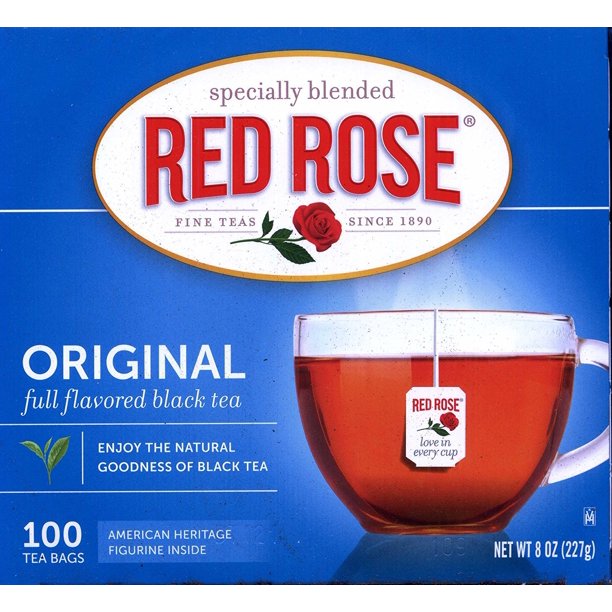 Red Rose Original Full Flavored Black Tea 8oz Box of 100 Tea Bags
