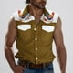 thumbnail image 4 of Camisas de Cuello para los Hombres de Moda Casual Imprimir Turndown Cuello sin Mangas Bolsillos Deportivos Tanque, Ligero Top de Verano, 4 of 5
