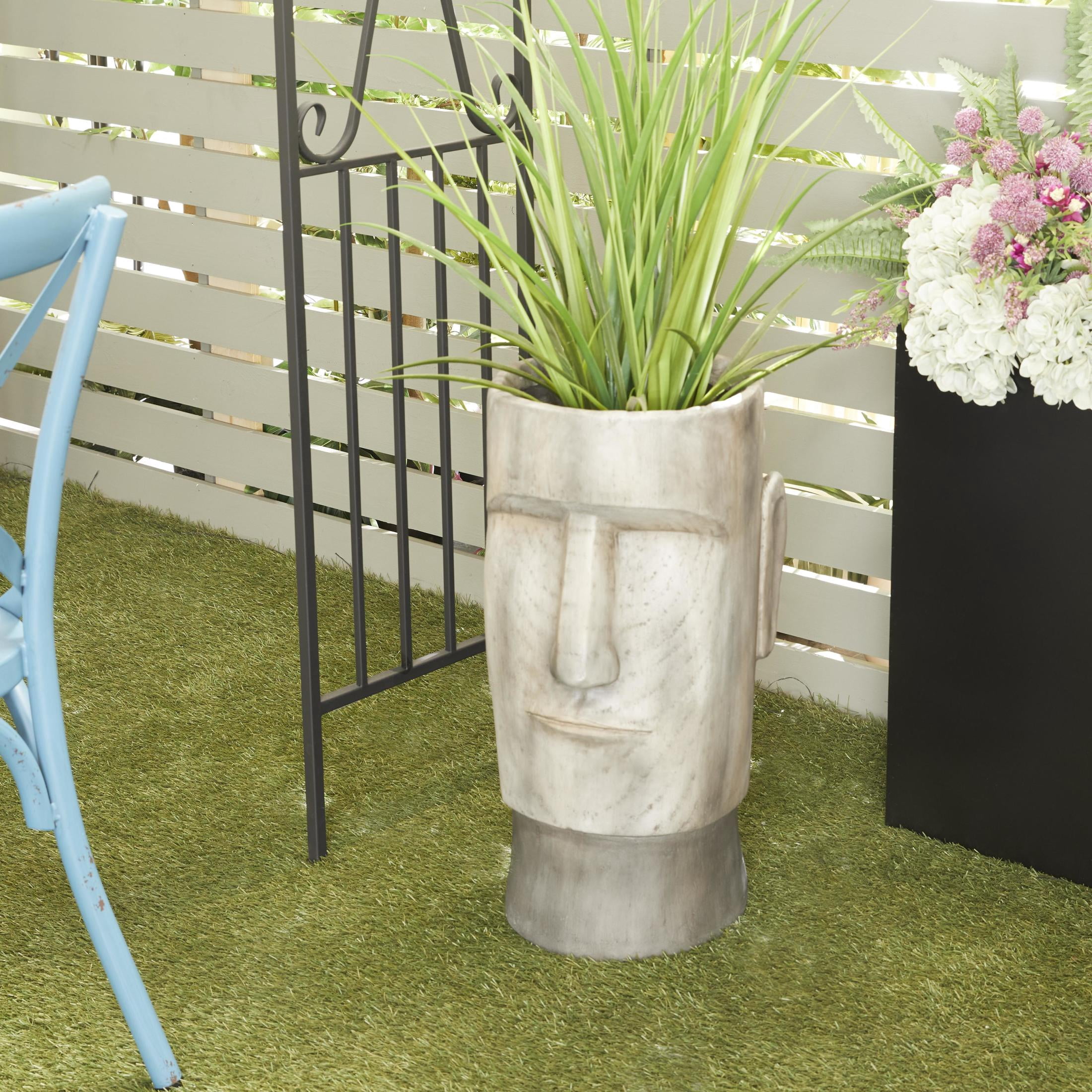 DecMode 12" x 24" Easter Island Brown Magnesium Oxide Face Planter
