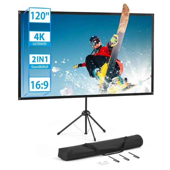 Pantalla de Proyector y Soporte, 120 Pulgadas 16:9, Pantalla de Proyector Portátil, Pantalla de Proy