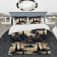 thumbnail image 2 of Designart "Samurai Silhouettes In Japanese Blue I" Japanese Bedding Covert Set - Oriental Bed Set With 2 Shams, 2 of 5