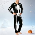 thumbnail image 2 of YUANxueke 2-Piece Skeleton Pajamas for Men Long Sleeve Crewneck Shirts & Loose Pants Bone Print Pajama Sets, 2 of 4
