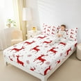 thumbnail image 4 of Feelyou Cartoon Reindeer Print Twin Sheet Sets, Red Snowflake Twin Fitted Sheet, Merry Christmas Flat Sheet, Ultra Soft Home Decor,3 Pieces, 4 of 7