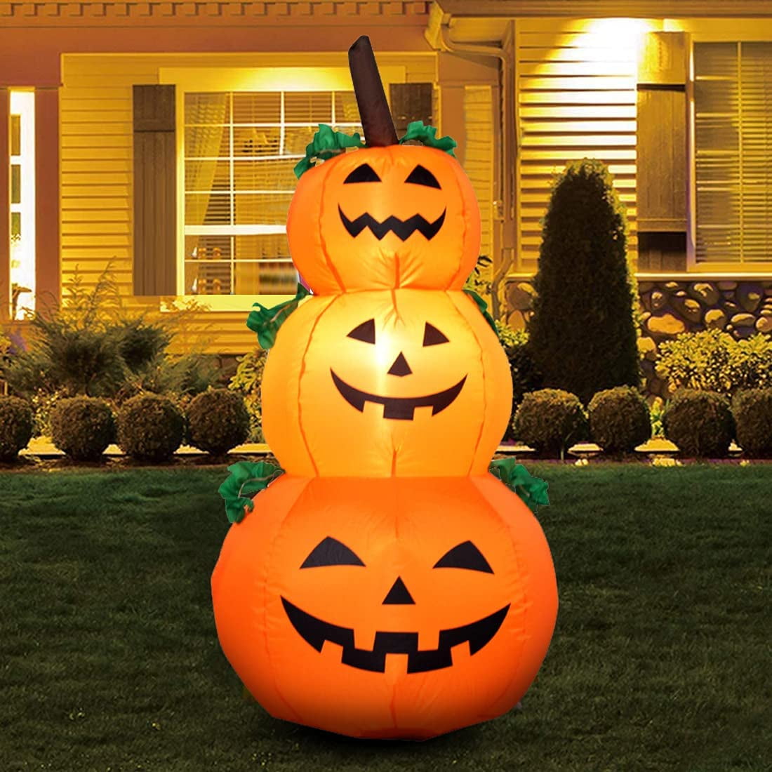 Halloween Inflatable 4Feet 3Pumpkin Stack Halloween Decorations Outdoor