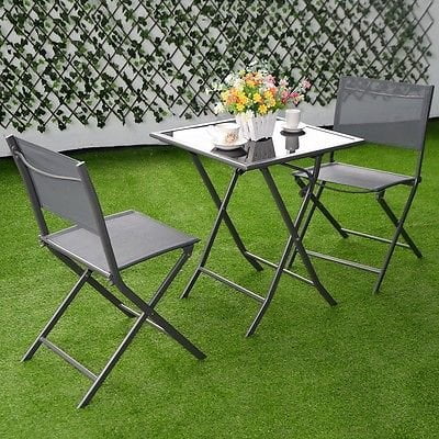 3 Pcs Bistro Set Garden Backyard Table Chairs Outdoor Patio Furniture Folding Walmart Com Walmart Com