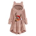 thumbnail image 1 of Top de abrigo de felpa con capucha y manga larga con botones de felpa y orejas de gato con estampado informal para mujer Pompotops  gfhjh24419, 1 of 4